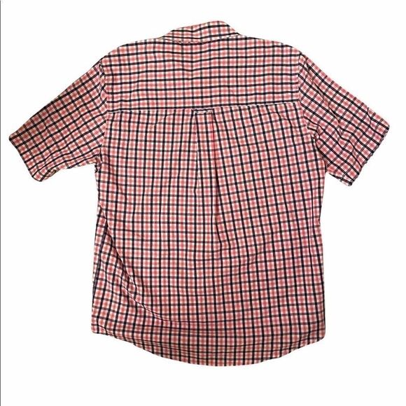 Chaps Shirt Mens Medium Size M Pink Blue Gingham‎ Short Sleeve Button Down Shirt - Picture 2 of 4